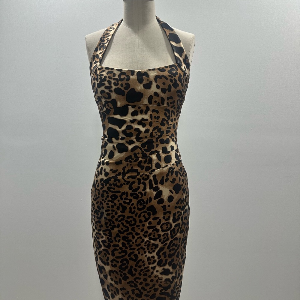 Halter animal print midi dress